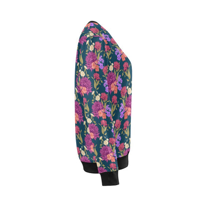 Dahlia Pattern Print Design DH01 Women Long Sleeve Sweatshirt-JorJune