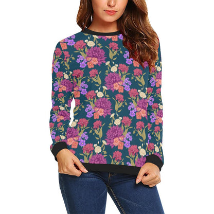 Dahlia Pattern Print Design DH01 Women Long Sleeve Sweatshirt-JorJune