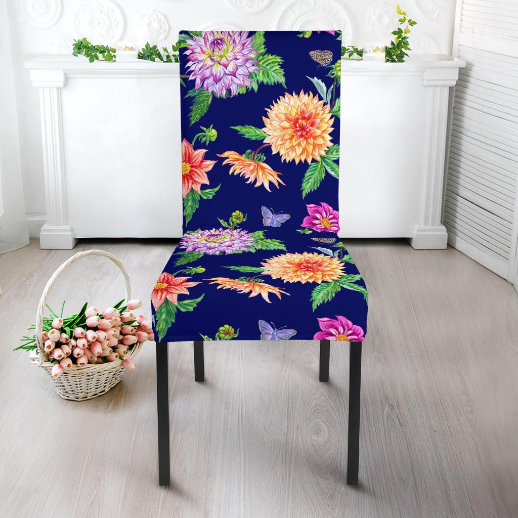 Dahlia Pattern Print Design DH010 Dining Chair Slipcover-JORJUNE.COM