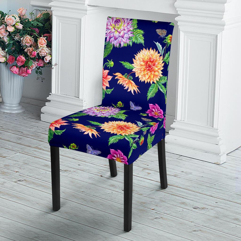 Dahlia Pattern Print Design DH010 Dining Chair Slipcover-JORJUNE.COM