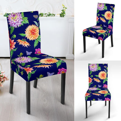 Dahlia Pattern Print Design DH010 Dining Chair Slipcover-JORJUNE.COM