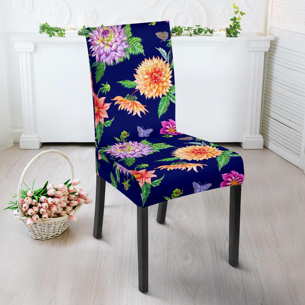 Dahlia Pattern Print Design DH010 Dining Chair Slipcover-JORJUNE.COM