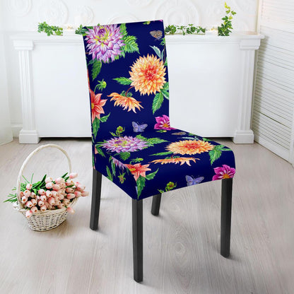 Dahlia Pattern Print Design DH010 Dining Chair Slipcover-JORJUNE.COM