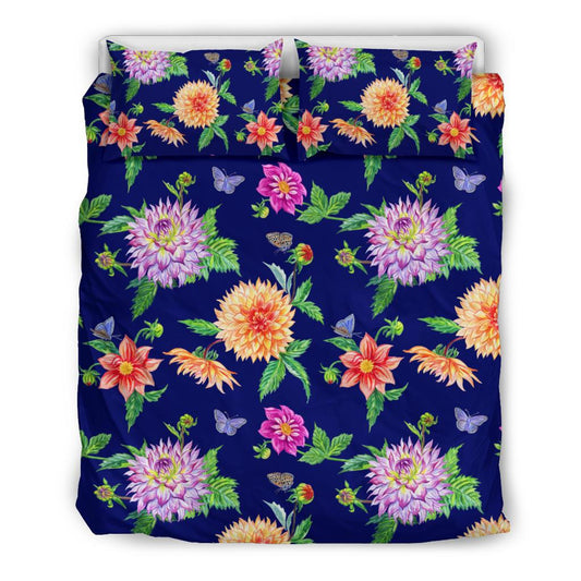 Dahlia Pattern Print Design DH010 Duvet Cover Bedding Set-JORJUNE.COM