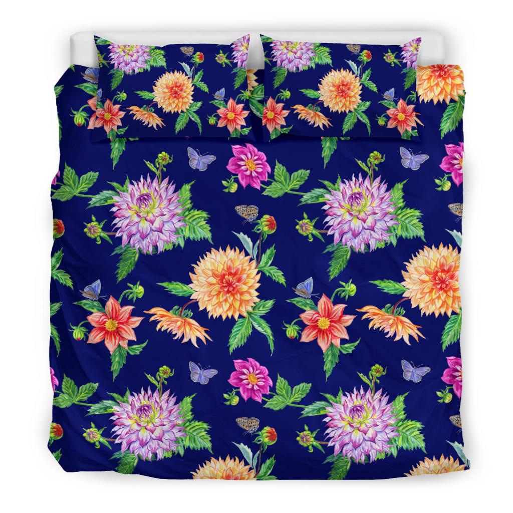 Dahlia Pattern Print Design DH010 Duvet Cover Bedding Set-JORJUNE.COM