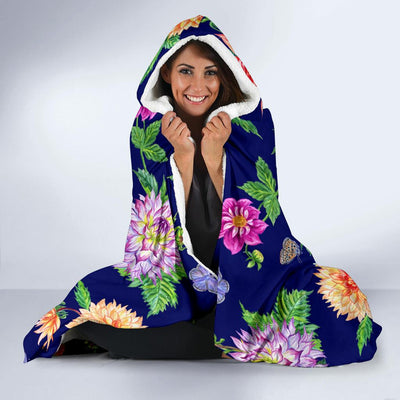 Dahlia Pattern Print Design DH010 Hooded Blanket-JORJUNE.COM