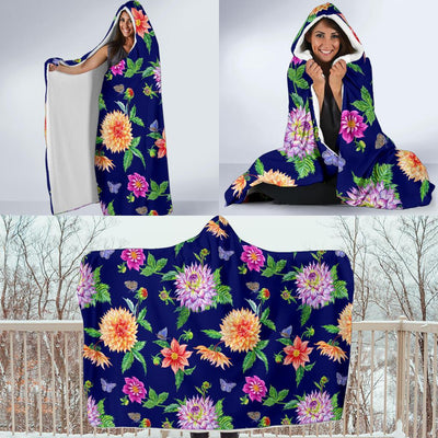 Dahlia Pattern Print Design DH010 Hooded Blanket-JORJUNE.COM