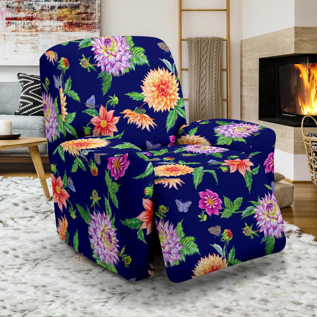 Dahlia Pattern Print Design DH010 Recliner Slipcover-JORJUNE.COM