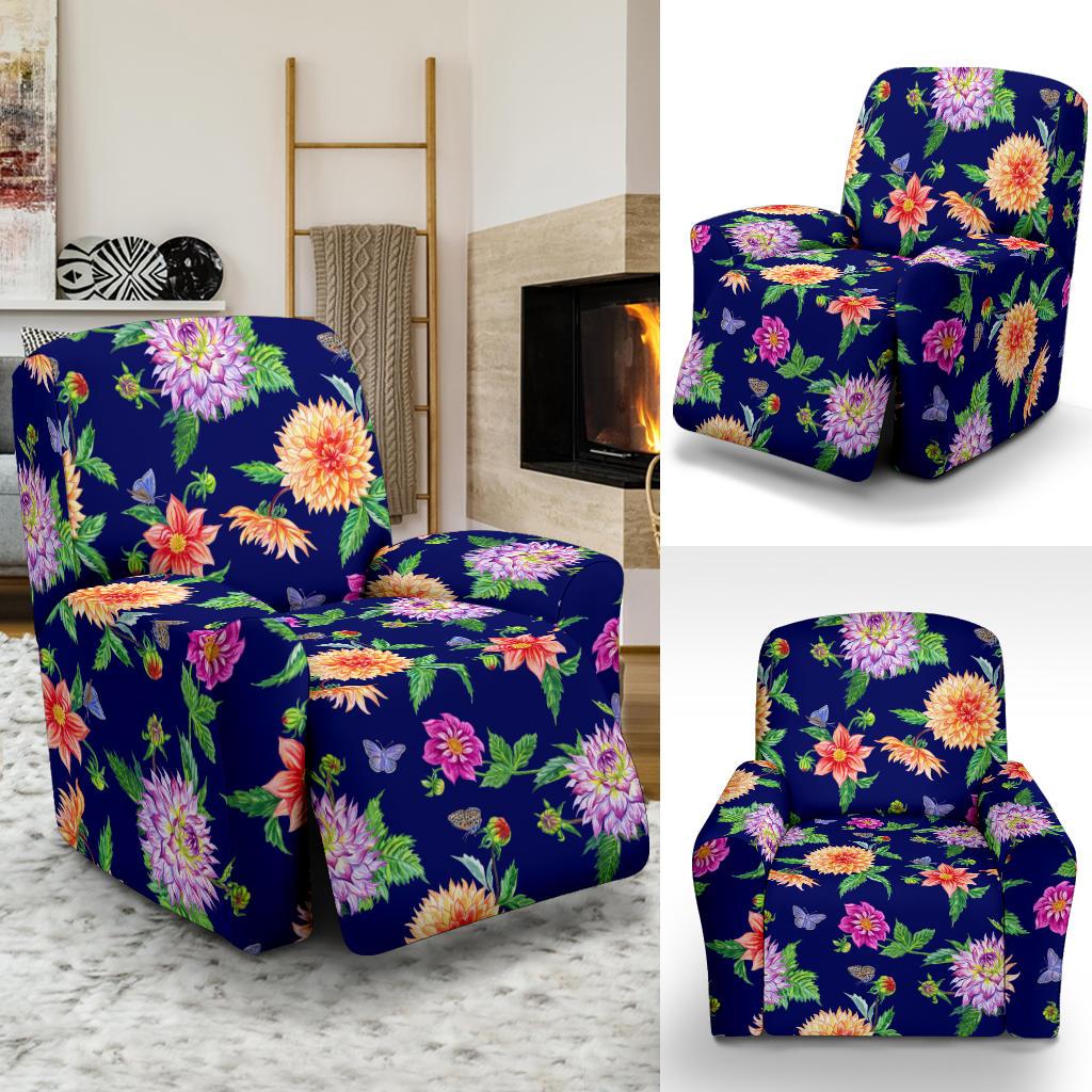 Dahlia Pattern Print Design DH010 Recliner Slipcover-JORJUNE.COM