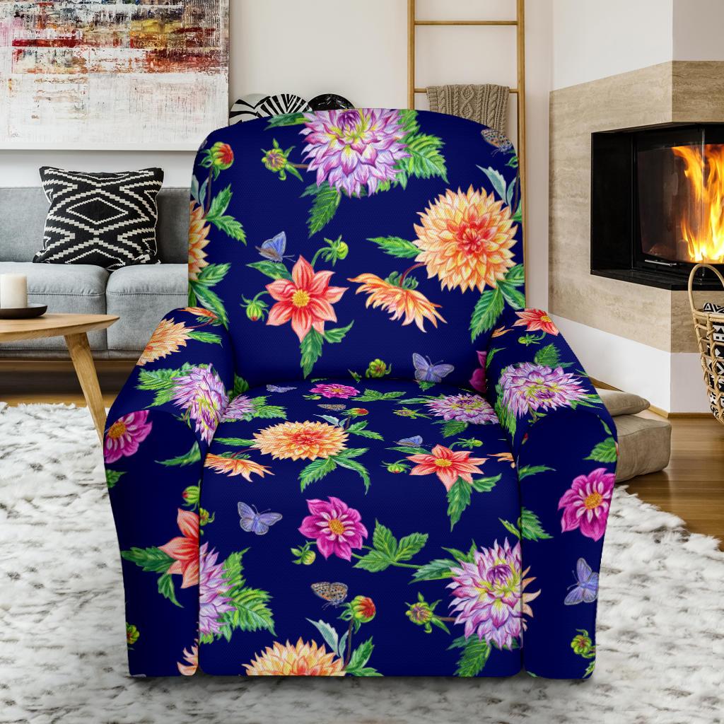 Dahlia Pattern Print Design DH010 Recliner Slipcover-JORJUNE.COM