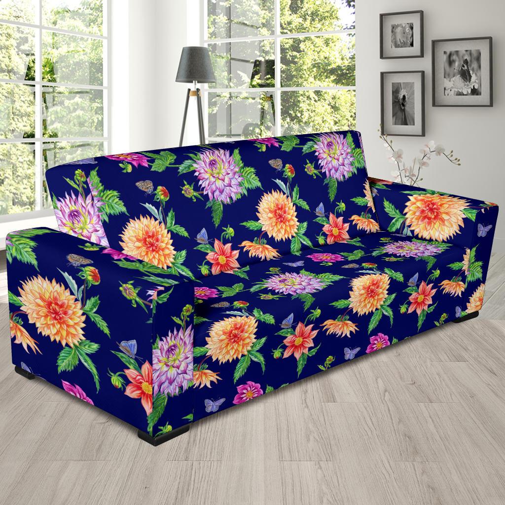Dahlia Pattern Print Design DH010 Sofa Slipcover-JORJUNE.COM