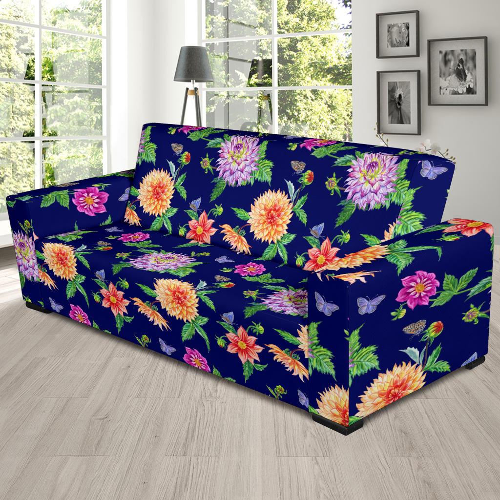 Dahlia Pattern Print Design DH010 Sofa Slipcover-JORJUNE.COM
