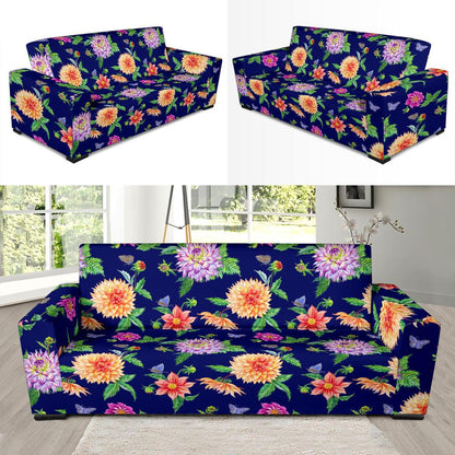 Dahlia Pattern Print Design DH010 Sofa Slipcover-JORJUNE.COM