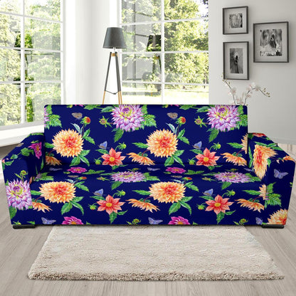 Dahlia Pattern Print Design DH010 Sofa Slipcover-JORJUNE.COM