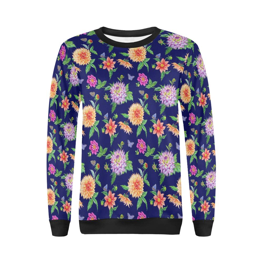 Dahlia Pattern Print Design DH010 Women Long Sleeve Sweatshirt-JorJune