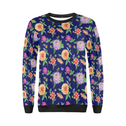 Dahlia Pattern Print Design DH010 Women Long Sleeve Sweatshirt-JorJune