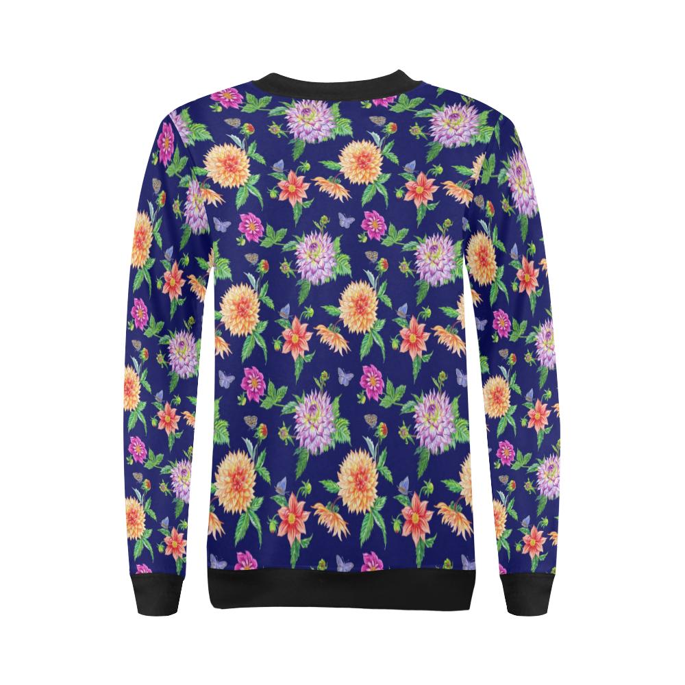 Dahlia Pattern Print Design DH010 Women Long Sleeve Sweatshirt-JorJune