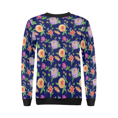 Dahlia Pattern Print Design DH010 Women Long Sleeve Sweatshirt-JorJune