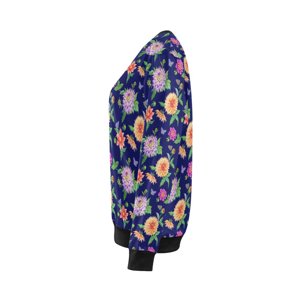 Dahlia Pattern Print Design DH010 Women Long Sleeve Sweatshirt-JorJune