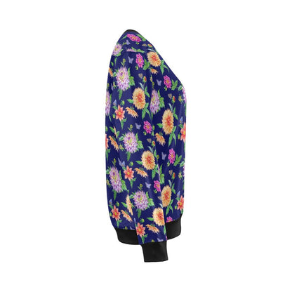 Dahlia Pattern Print Design DH010 Women Long Sleeve Sweatshirt-JorJune