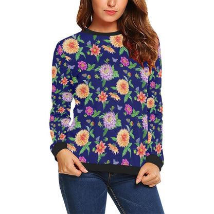 Dahlia Pattern Print Design DH010 Women Long Sleeve Sweatshirt-JorJune