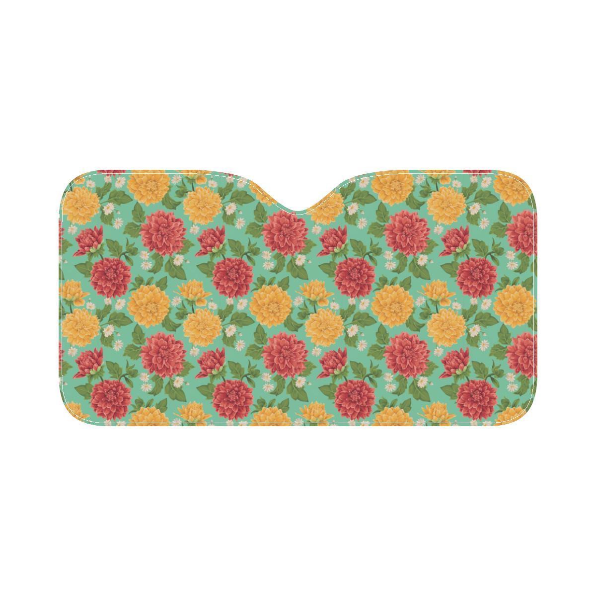 Dahlia Pattern Print Design DH011 Car Sun Shade-JorJune