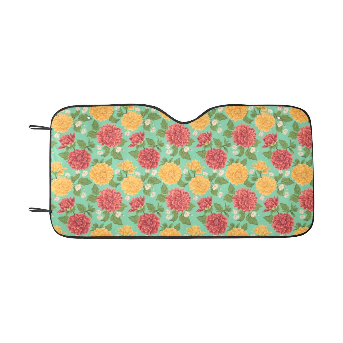 Dahlia Pattern Print Design DH011 Car Sun Shade-JorJune
