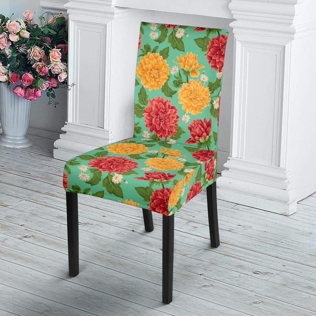 Dahlia Pattern Print Design DH011 Dining Chair Slipcover-JORJUNE.COM
