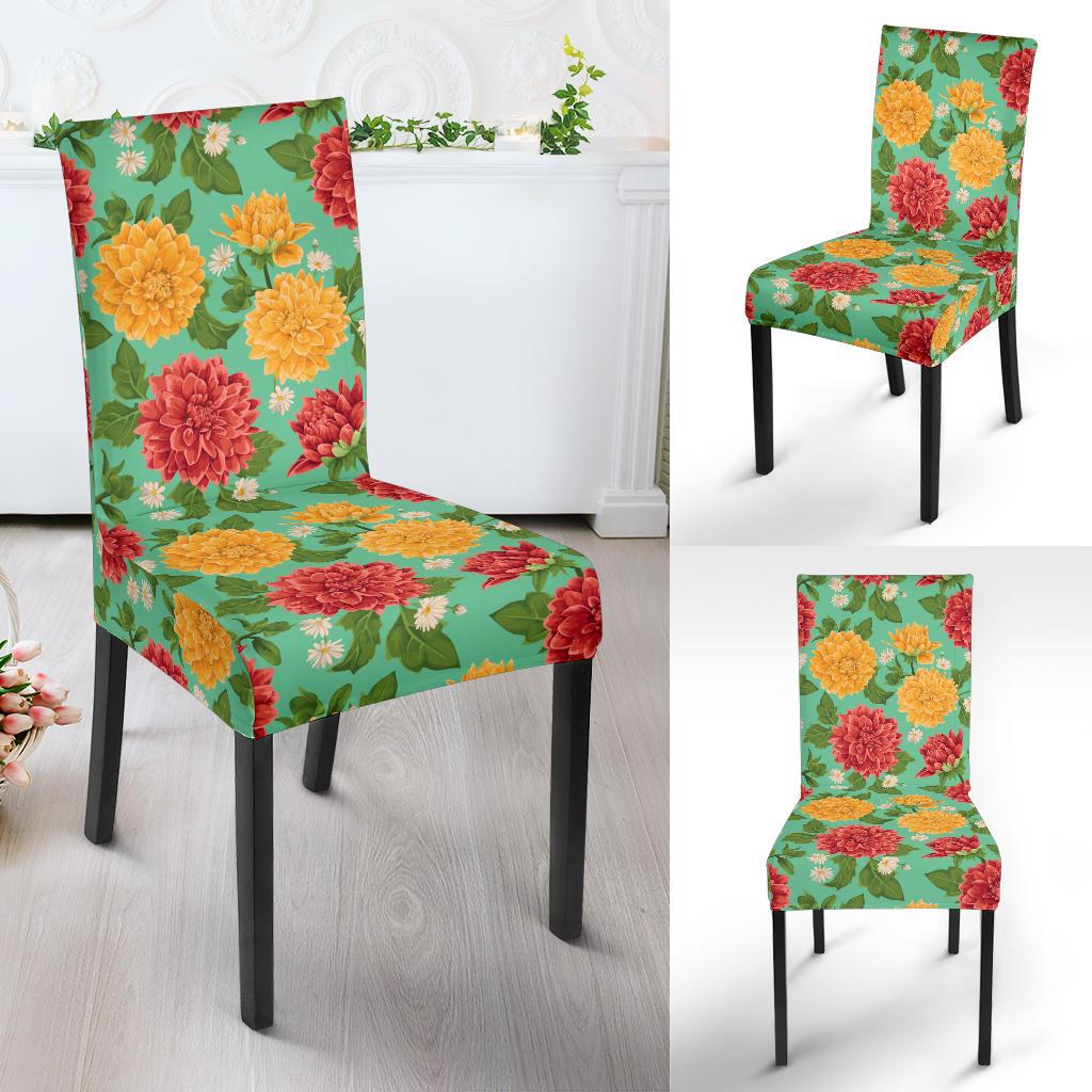 Dahlia Pattern Print Design DH011 Dining Chair Slipcover-JORJUNE.COM