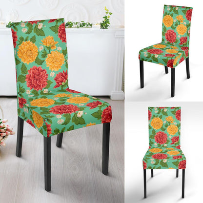 Dahlia Pattern Print Design DH011 Dining Chair Slipcover-JORJUNE.COM