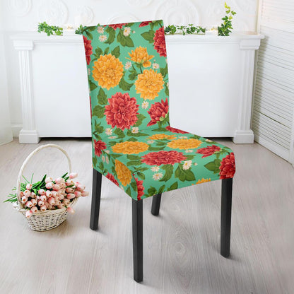 Dahlia Pattern Print Design DH011 Dining Chair Slipcover-JORJUNE.COM