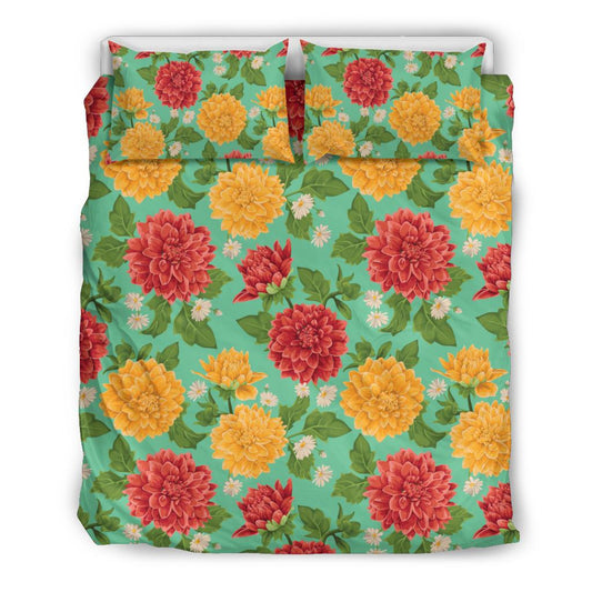 Dahlia Pattern Print Design DH011 Duvet Cover Bedding Set-JORJUNE.COM