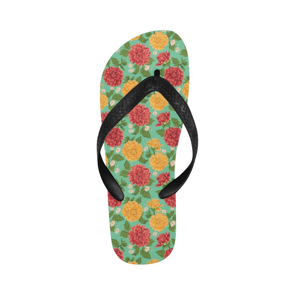 Dahlia Pattern Print Design DH011 Flip Flops-JorJune