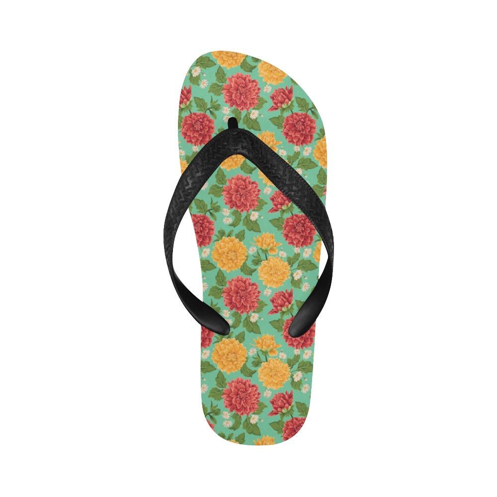 Dahlia Pattern Print Design DH011 Flip Flops-JorJune