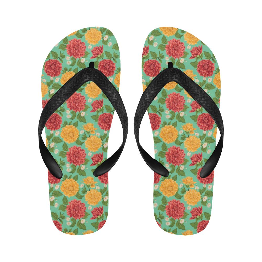 Dahlia Pattern Print Design DH011 Flip Flops-JorJune
