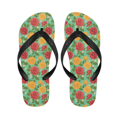 Dahlia Pattern Print Design DH011 Flip Flops-JorJune
