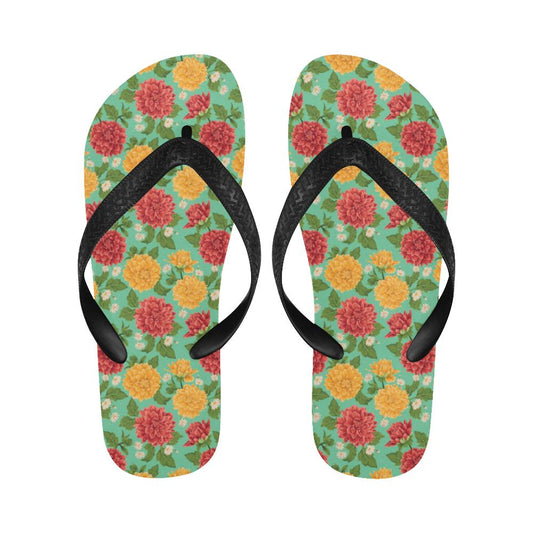 Dahlia Pattern Print Design DH011 Flip Flops-JorJune