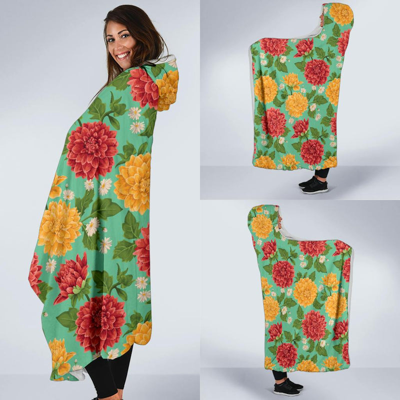 Dahlia Pattern Print Design DH011 Hooded Blanket-JORJUNE.COM