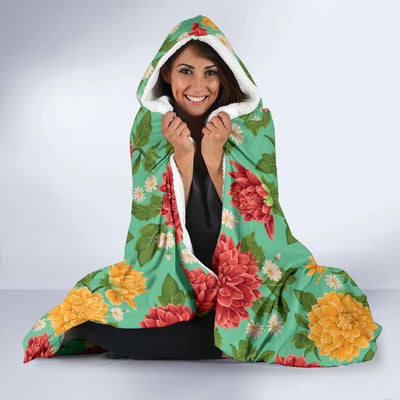 Dahlia Pattern Print Design DH011 Hooded Blanket-JORJUNE.COM