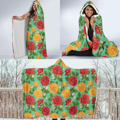 Dahlia Pattern Print Design DH011 Hooded Blanket-JORJUNE.COM