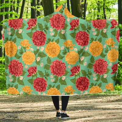 Dahlia Pattern Print Design DH011 Hooded Blanket-JORJUNE.COM