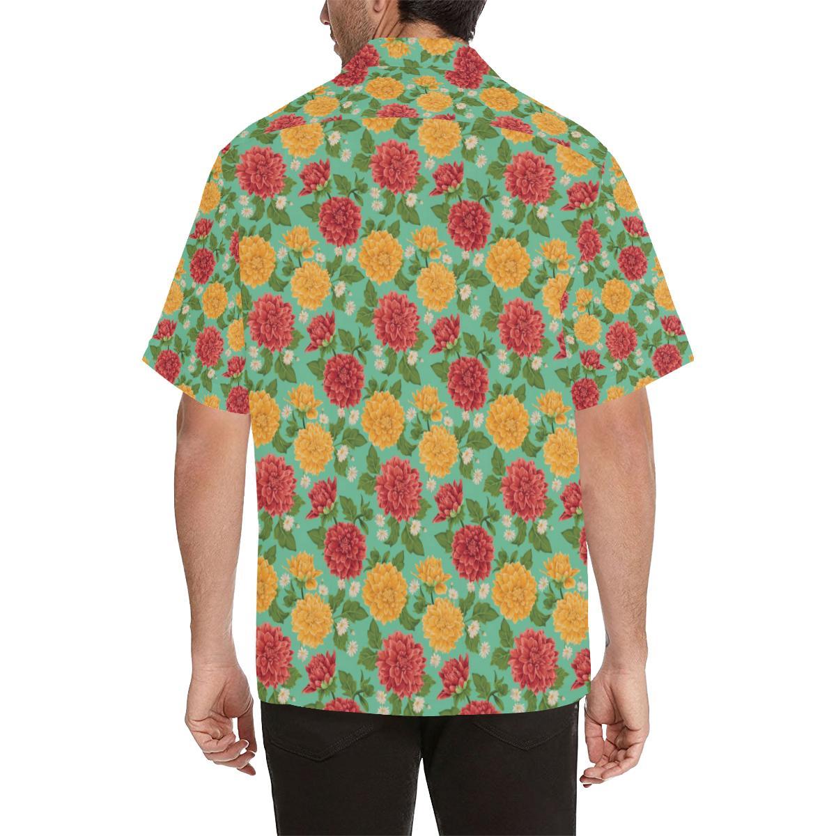 Dahlia Pattern Print Design DH011 Men Hawaiian Shirt-JorJune