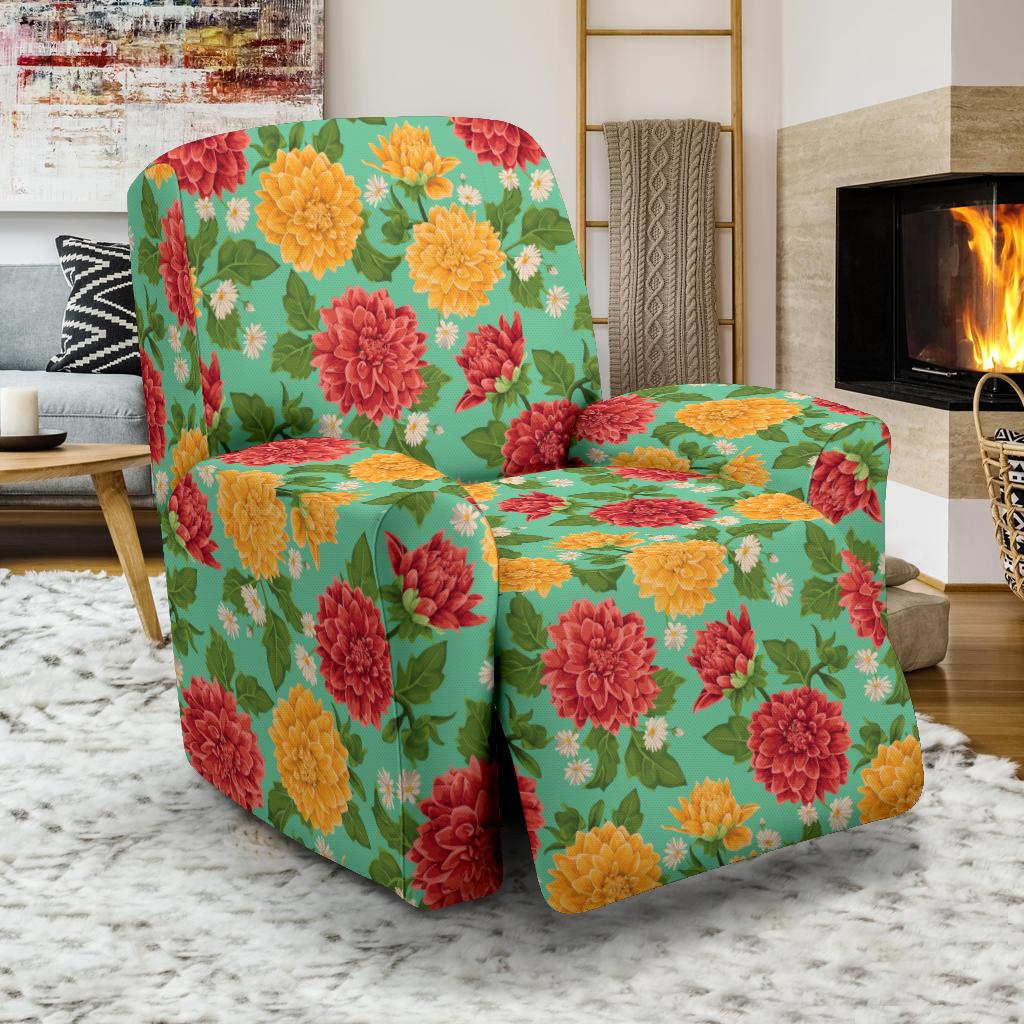 Dahlia Pattern Print Design DH011 Recliner Slipcover-JORJUNE.COM