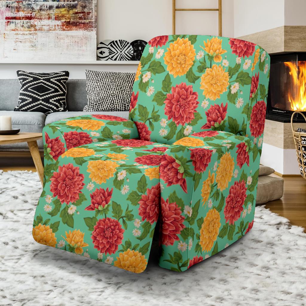 Dahlia Pattern Print Design DH011 Recliner Slipcover-JORJUNE.COM