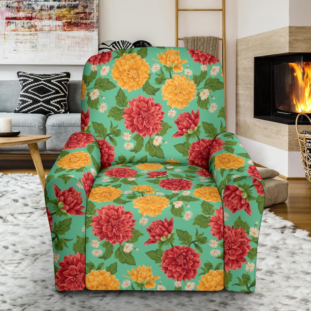 Dahlia Pattern Print Design DH011 Recliner Slipcover-JORJUNE.COM