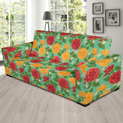 Dahlia Pattern Print Design DH011 Sofa Slipcover-JORJUNE.COM