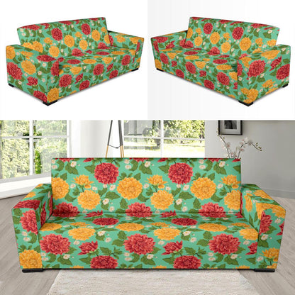 Dahlia Pattern Print Design DH011 Sofa Slipcover-JORJUNE.COM