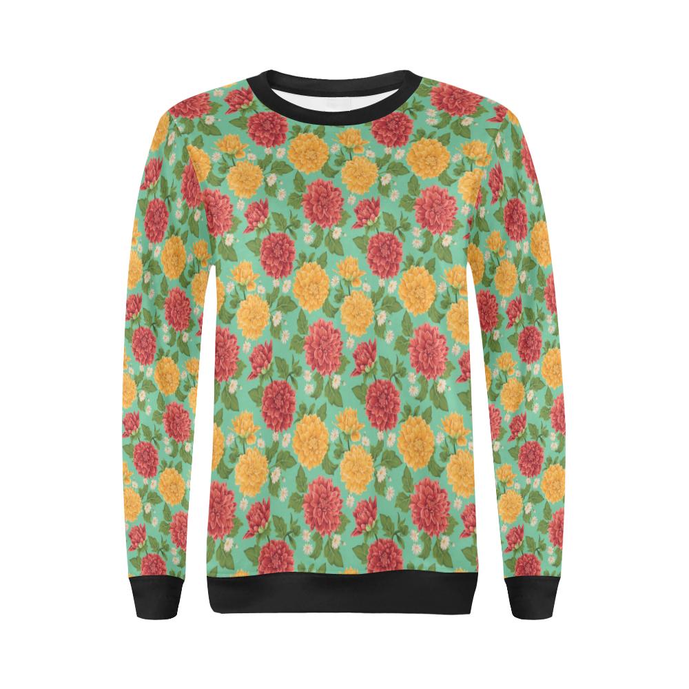 Dahlia Pattern Print Design DH011 Women Long Sleeve Sweatshirt-JorJune