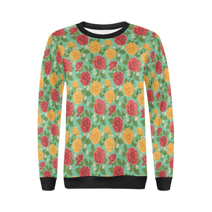 Dahlia Pattern Print Design DH011 Women Long Sleeve Sweatshirt-JorJune
