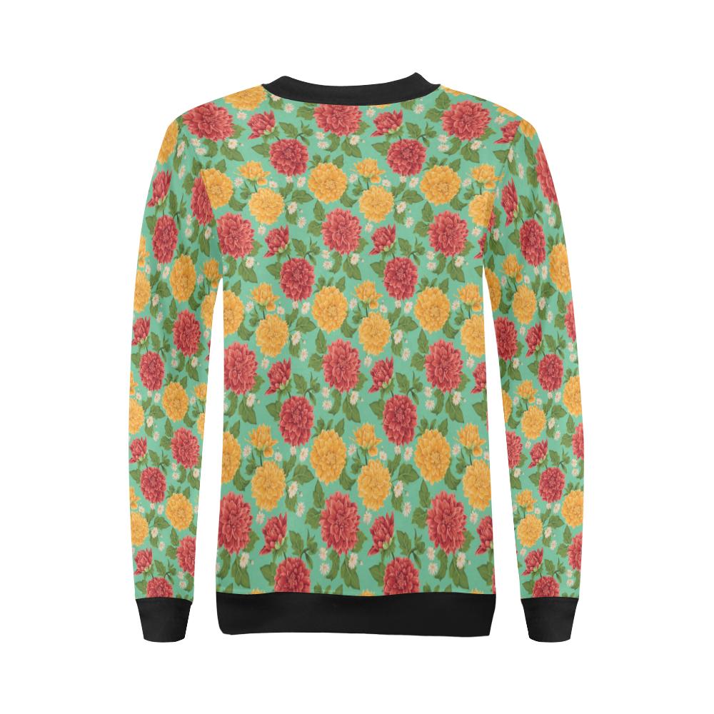 Dahlia Pattern Print Design DH011 Women Long Sleeve Sweatshirt-JorJune